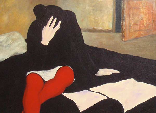 Beatriz Luna - Medias rojas, una ausencia. Revisitando a Picasso. Acrílico s/tela. 100 x 88 cm. 2008