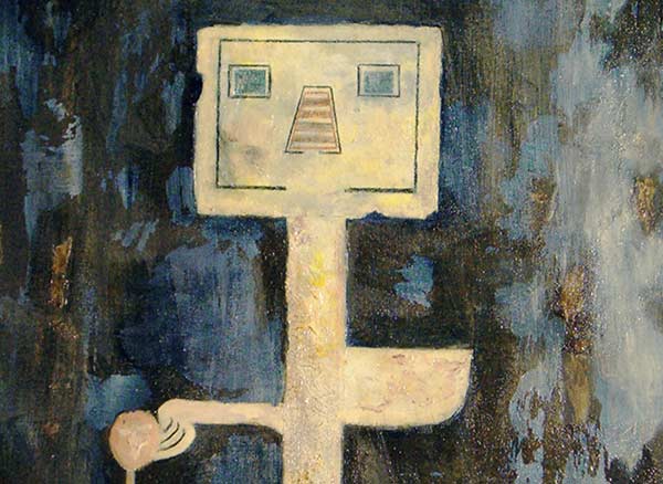 Beatriz Luna - Protección. Collage s/ tela 45 x 35 cm. 2001