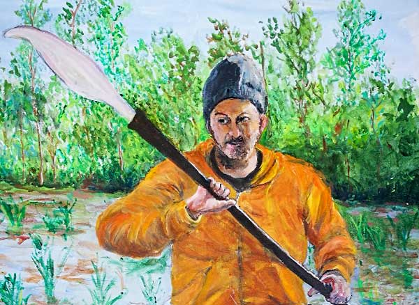 Beatriz Luna - Fede y el río. Acrílico s/tela. 50 x 70 cm. 2020