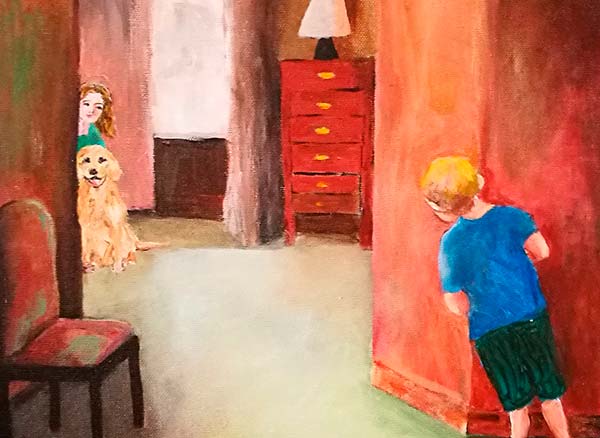 Beatriz Luna - Jugando a las escondidas. Acrílico s/tela. 50 x 60 cm. 2022