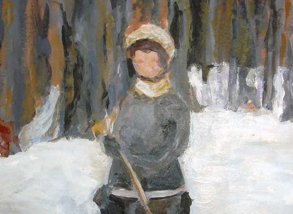 Beatriz Luna - Judith y la nieve. Acrílico s/cartón. 30 x 23 cm. 2013.